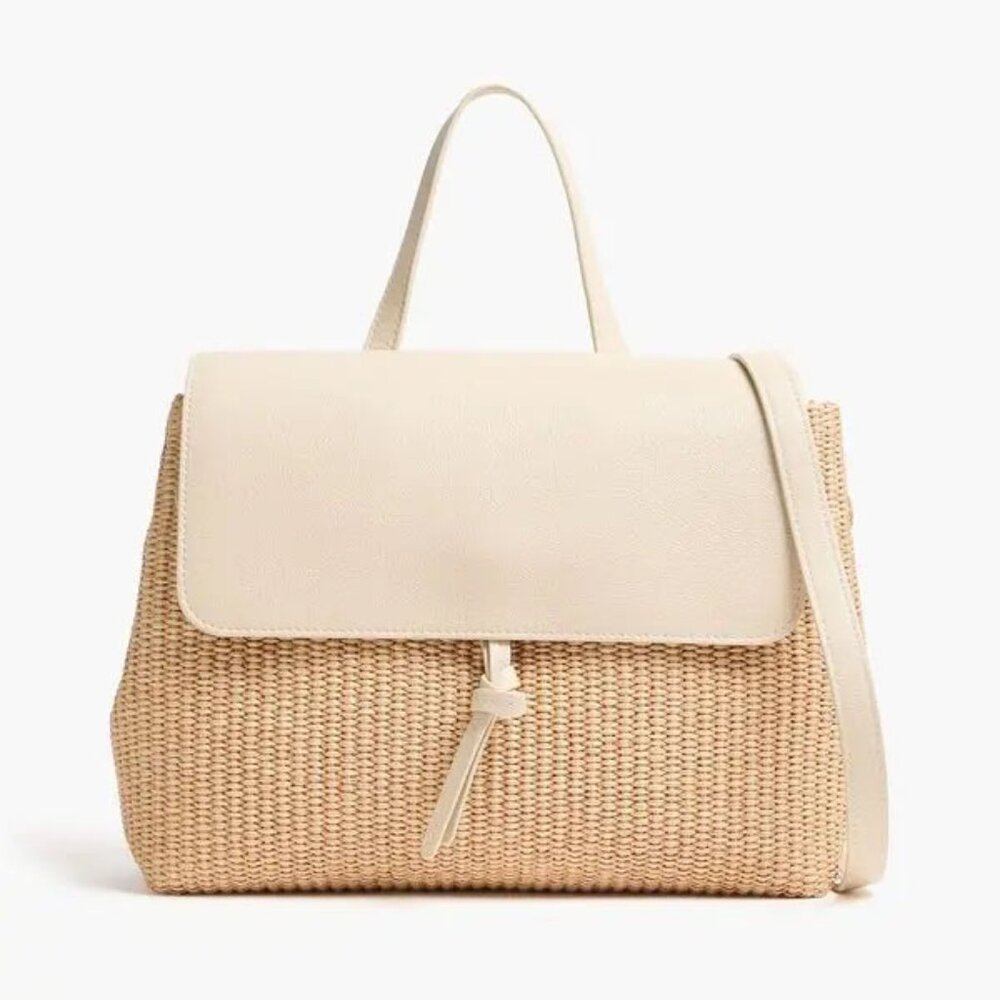 Mansur Gavriel Soft Lady pebbled leather and raffia shoulder bag handbag